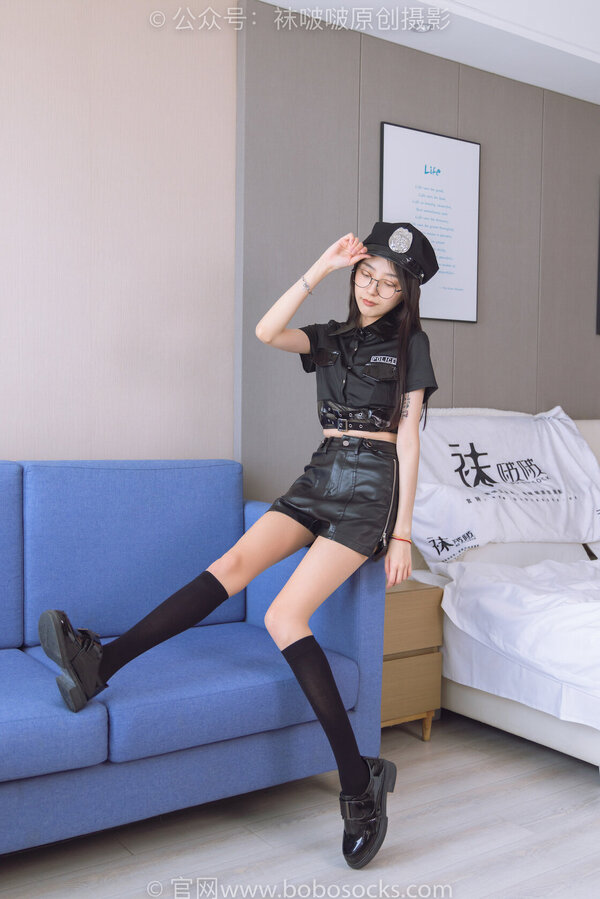 袜啵啵 198期：稚予-皮鞋、黑色小腿袜、高跟鞋、肉丝